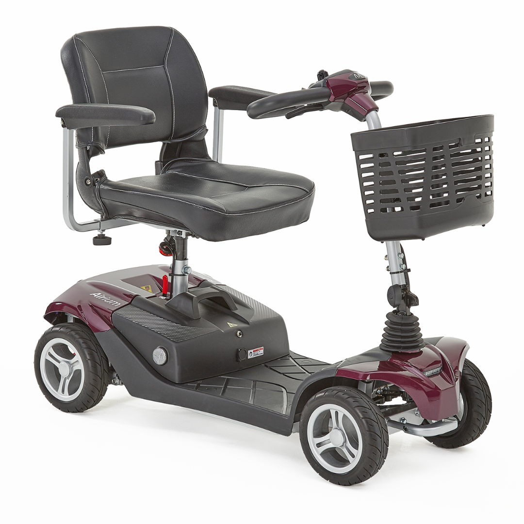 Showing the Airium Mobility Scooter in it's plum colour